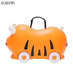 KLQDZMS Мода милый в форме Тигра Дети езда на тележке чемодан пансион детская игрушка, подарок носить на фиксированные ролики прокатки багажа
