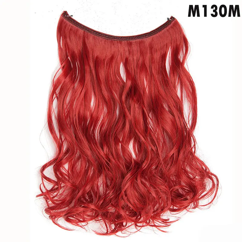 SNOILITE 20 дюймов Длинные Синтетические волосы термостойкие шиньоны рыбья линия волнистые волосы для наращивания секретные невидимые шиньоны - Цвет: M130M-W