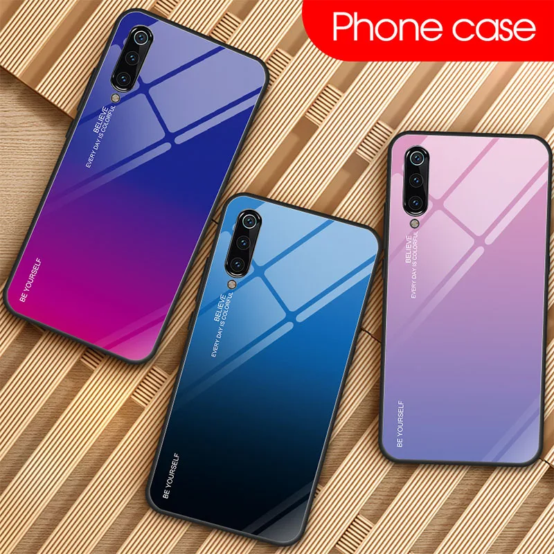 

Stained Glossy Tempered Glass Case for Xiaomi Redmi Note 7 6 K20 Pro Gradient Colorful Case for Redmi 7 6A 6 Pro 5 Plus