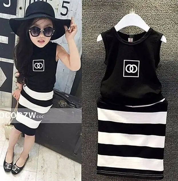 MERI AMMI/комплект одежды из 2 предметов, комплект для малышей, черный топ+ рубашка в полоску, облегающая модная одежда, облегающий наряд для девочки 2-9 лет, J556