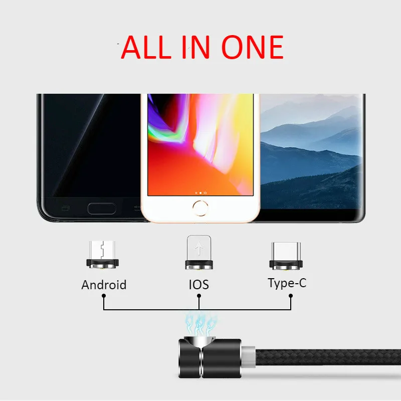 1M 2M Fast Magnetic Cable Micro USB Type C Charger Charging For iPhone XS X XR 8 7 Samsung S8 Magnet Android Phone Cable Cord (2)