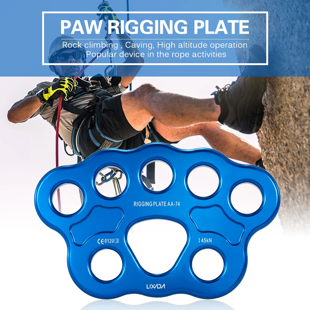 

Lixida 8 / 15 Holes Outdoor Paw Rigging Plate 45KN Rescue Rock Climbing Mountaineering Anchor Point Connector Gear Rigging Plate