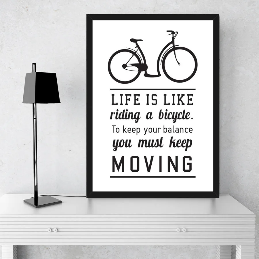 line Shop Life Is Like Riding A Bicycle Letter Inspiring Quotes A4 Canvas Art Print Painting Poster Wall Decoration Living Room Home Decor
