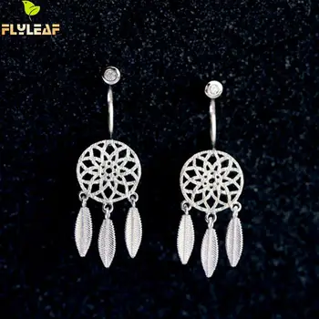 

Flyleaf 925 Sterling Silver After Guashi Feather Dream Catcher Drop Earrings For Women Hypoallergenic Sterling-silver-jewelry