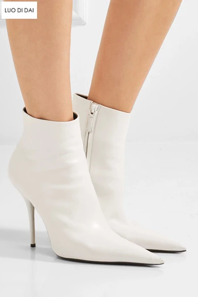 white pointed booties