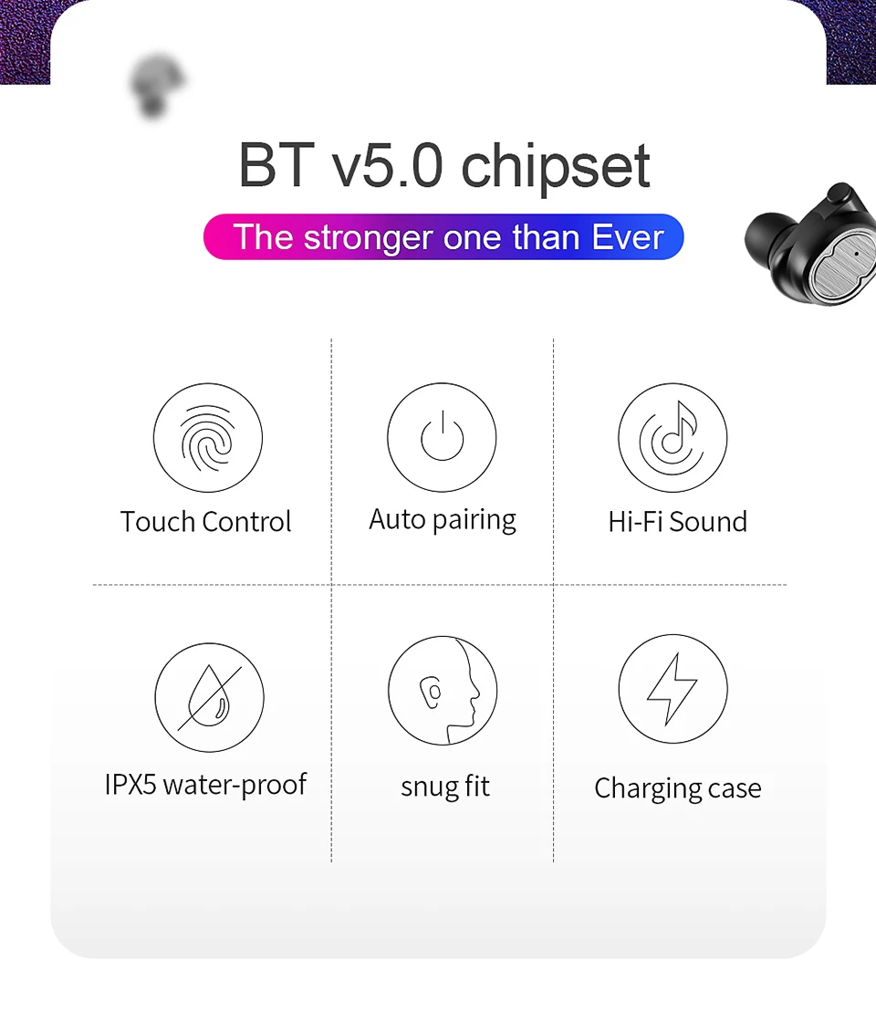 T8 Touch control беспроводные наушники TWS Sport Bluetooth V5.0 гарнитура настоящие наушники бас 6D стерео без головки IPX5 Водонепроницаемый