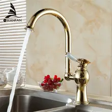 Envío Gratuito De Lujo de Oro de Latón Grifos De la Cocina Grifo Solo Lavabo Grifo Fregadero de la Cocina Grifo Mezclador de Agua DL-9005