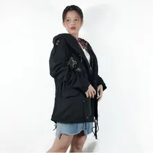 Весенняя Корейская версия змея Бисер Ветровка тонкий длинный рукав шляпа куртка