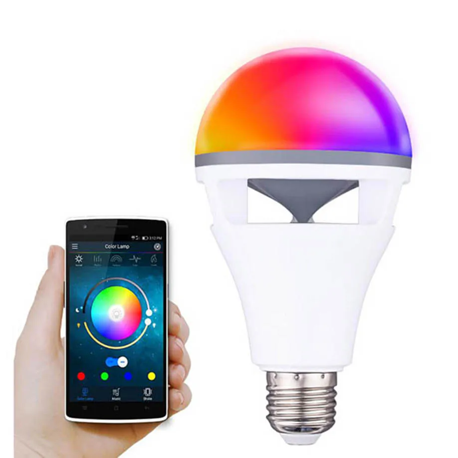 MUQGEW LED RGB Color Bulb Light E27 Bluetooth Control Intelligent Music