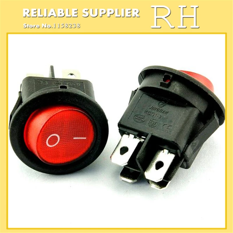

5PCS/lot KCD1-224 4 feet 2 files Rocker switch 6A/250V Red black