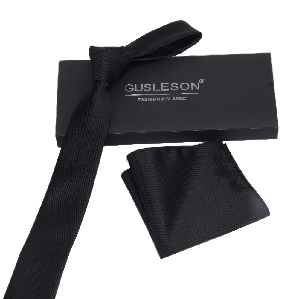 Gusleson новое качество тонкий Для мужчин галстук Pocket Square Set 6 см узкий галстук красный желтый и зеленый цвета связи с подарок набор в коробке