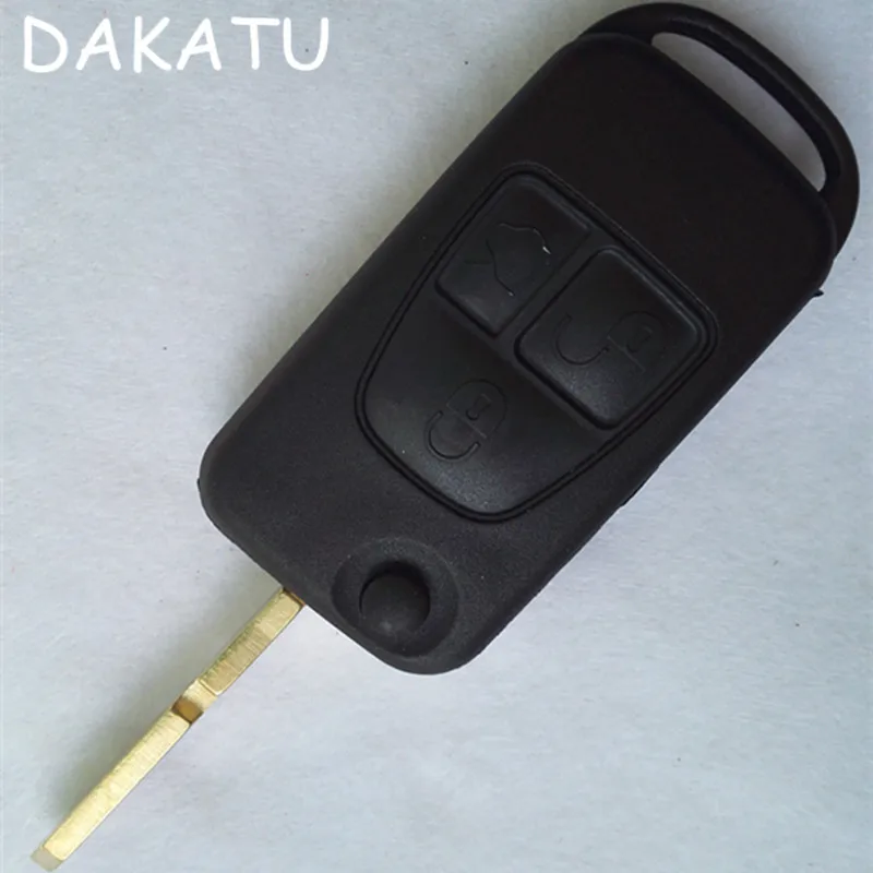 

DAKATU For Mercedes Benz Flip Folding Remote Key Shell Case 3 Button HU39/HU64 Blade with logo