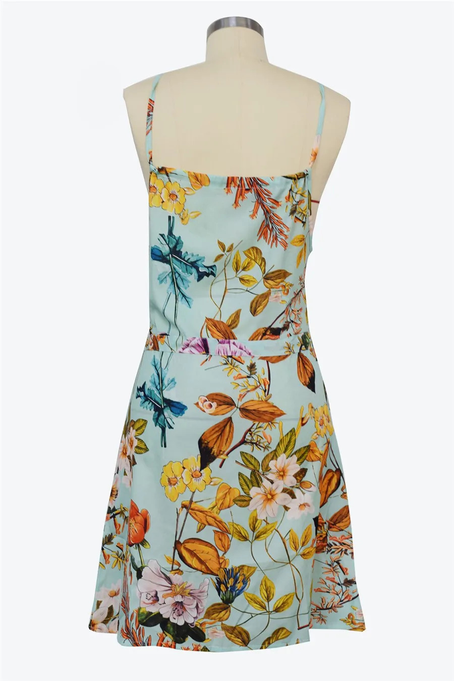 Gladiolus Chiffon Women Summer Dress Spaghetti Strap Floral Print Pocket Sexy Bohemian Beach Dress 2019 Short Ladies Dresses (32)