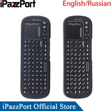 IPazzPort русская/английская 2,4 ГГц мини портативная беспроводная клавиатура с тачпадом для Android tv box/Smart tv/Raspberry Pi/HTPC
