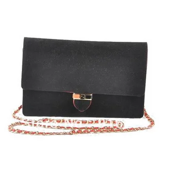 Leather Bags/ 2013 Spring Lady Cluth/ Gold Chain Clutch Suede Black+ Free Shipping /Bags Women |
