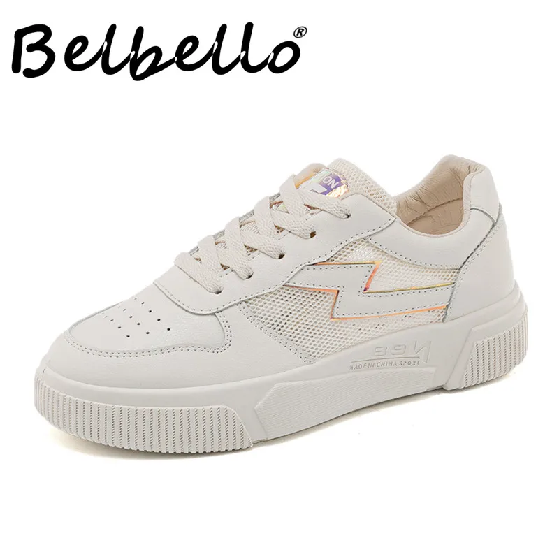 Skup Belbello 2019 w nowym stylu casualstreets białe buty studentów buty sportowe oddychające moda proste kobiety mieszkania
