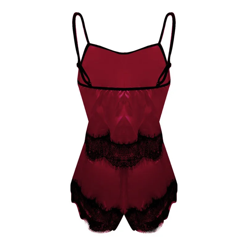 Sexy WomenWomens Sexy Satin Sling Sleepwear Lingerie Lace Bowknot Nightdress Underwear Conjuntos De Mujer 40JA (5)