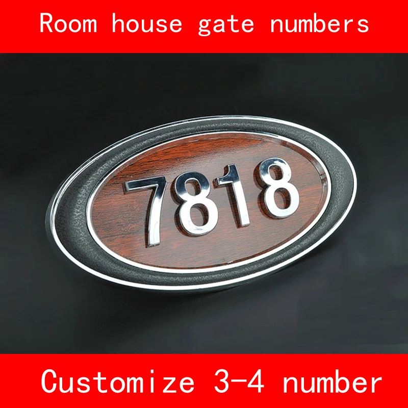 Room Gate Number House ABS imitative wood Custom made 3 4 Numbers