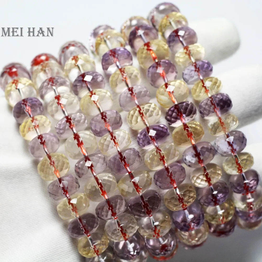 Wholesale(26 beads/set) 6-7*10-11mm natural Bolivia Amethyst Cirtine quartz faceted rondelle bracelet for women bracelet gift