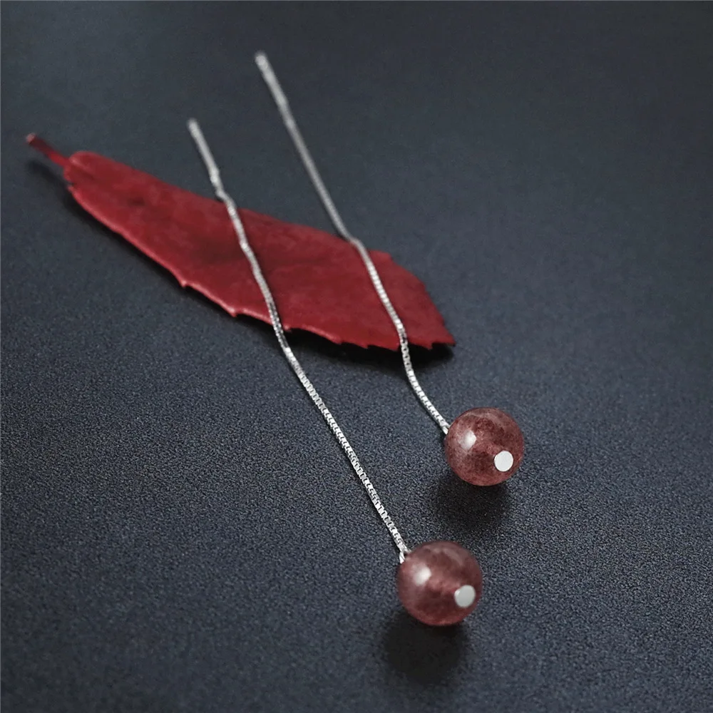 strawberry crystal ear line 100% 925 Sterling silver Jewelry fashion Hypoallergenic dangle earrings for women gift