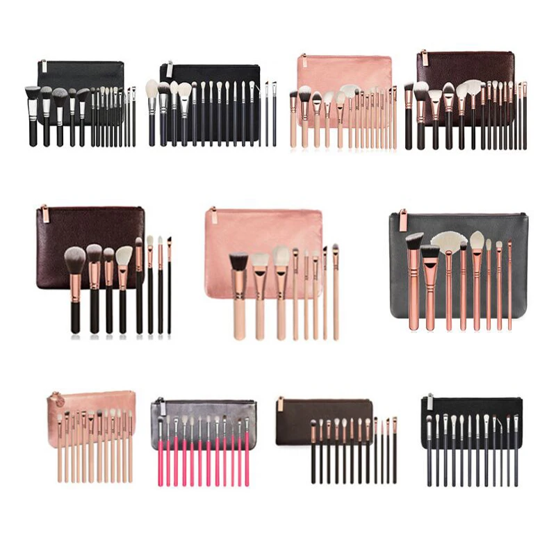 

8/12/15pcs Set Luxury Rose Gold Makeup Brushes Set Soft Fiber Eyeshadow Foundation Powder Blush Pincel Maquiagem + Leather Case