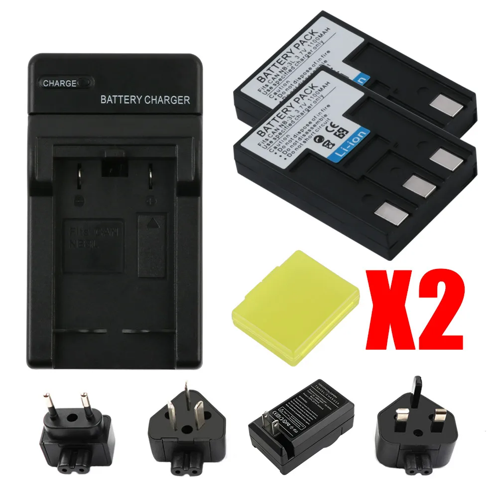 

RP 1100MAH Actual capacity 2PCS NB-3L Li-ion Battery + Charger for Canon IXUS I5 IXUS 700 IXUS 750 Camera