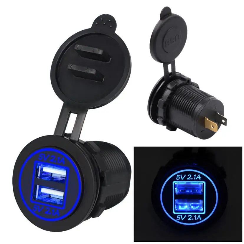 Car styling AUTO 5V 4.2A Dual USB Charger Socket Adapter Power Outlet for 12V 24V Motorcycle Car