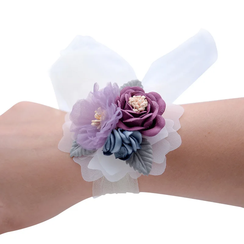 Girls Flower Corsage Hand Corsage Flowers Corsage Bracelet Bridesmaid Bracelet Wedding Flower Bracelet  Hand Pink Pearl Corsage