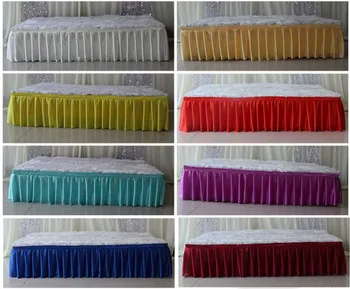 

Fashion colorful ice silk table covers skirts table cloth wedding table skirt/ hotel table decoration (pink,green, black blue)