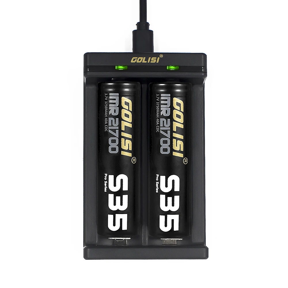 Golisi UCable 2 слота Смарт USB порт питания зарядное устройство светодиодный 2A для Li-Ion 18650,21700, 26650/Ni-mh/Ni-cd/aaa/aa