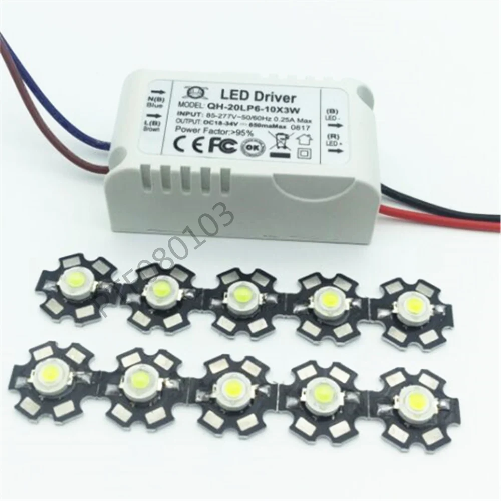 1pc 10W High Power Cool white 6000-6500K LED Bead lamp chip with 60 degree len