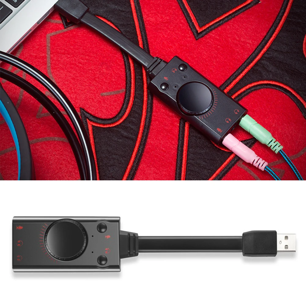 

S1 Volume Control USB Desktop Laptops Headset Sound Adapter Microphone External Splitter Stereo Converter Sound Card
