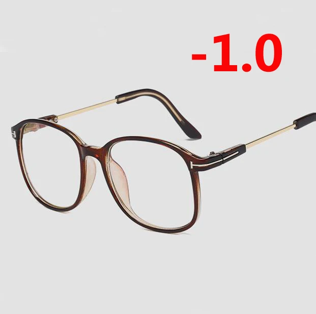 1,0-1,5-2,0-6,0 готовые очки для близорукости для женщин и мужчин ретро литературные близорукие очки прозрачная/чайная оправа - Цвет оправы: Myopia 100
