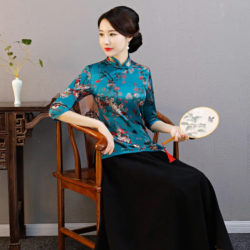 New Arrival Chinese Tradition Women's Blouse Silk