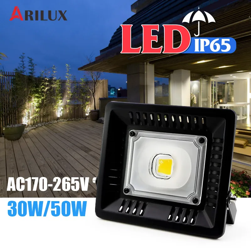 

ARILUX LED Flood Light 30W 50W Projector Reflector Wall Lamp Waterproof IP65 LED COB Chip Floodlight Spotlight AC170-265V