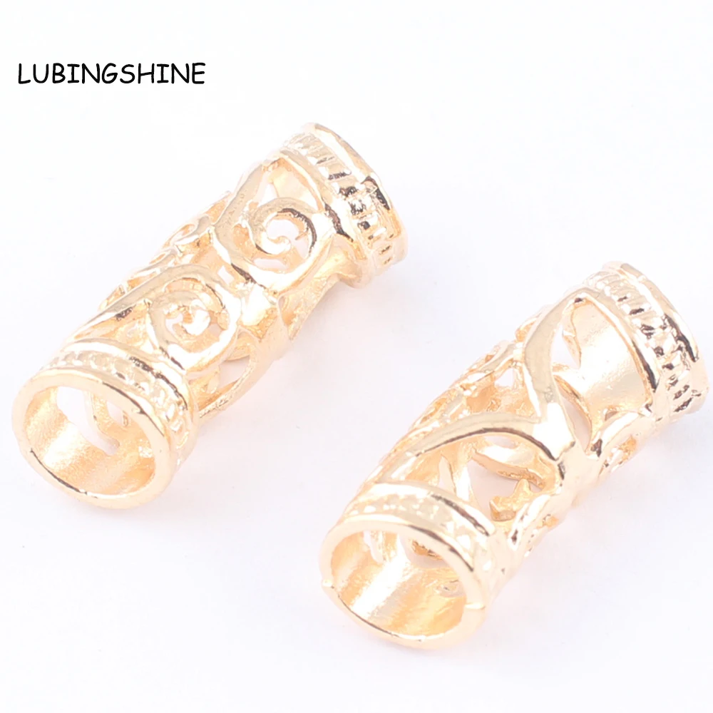 

LUBINGSHINE Hollow Flower Beads for Jewelry Charms Gold Silver Tube Spacer Beads Gift Charms for DIY Bracelets Necklace
