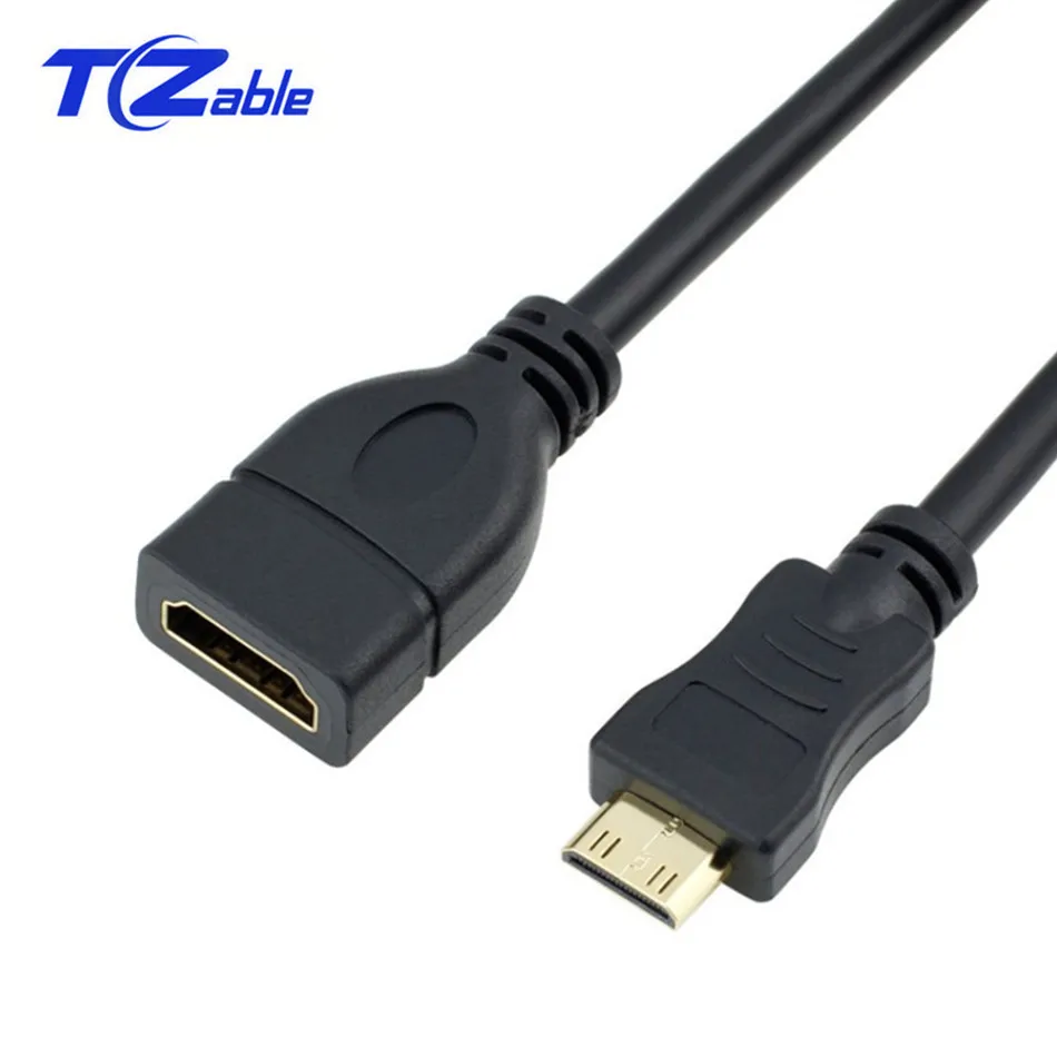 

Mini-HDMI to HDMI Cable Gold-Plated Mini Male to HDMI Female Extension Adapter Audio and Video Sync