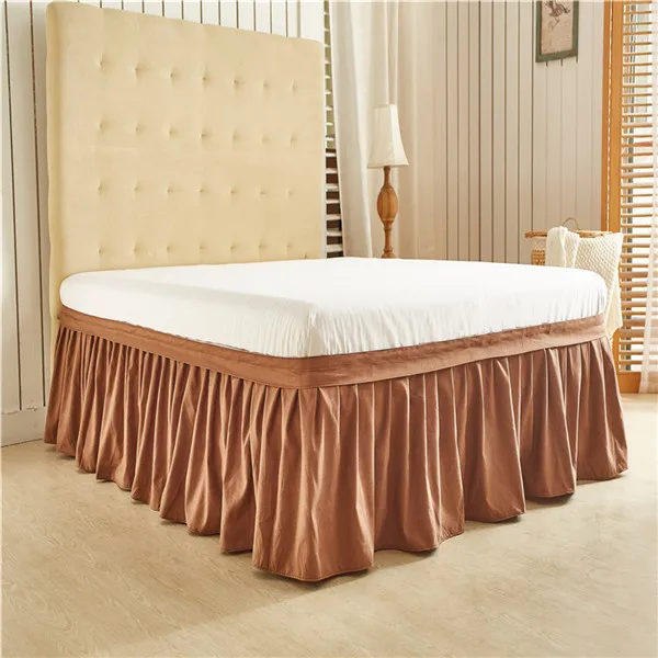 Vivid Orange Solid Color Wrap Around Solid Ruffled Bed Skirt US QUEEN