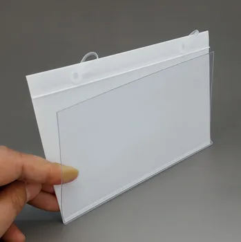 

160x98mm PVC Plastic Price Tag Label Display Holder Promotion Clips By Hanging buckle on Mesh Rack Basket Shelf 50pcs