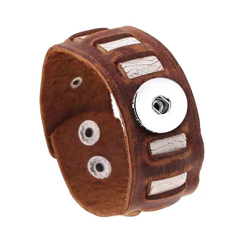 Высокое качество 146 ручной браслет из натуральной кожи в стиле ретро 18 мм украшение с защелкой для мужчин и женщин - Окраска металла: B