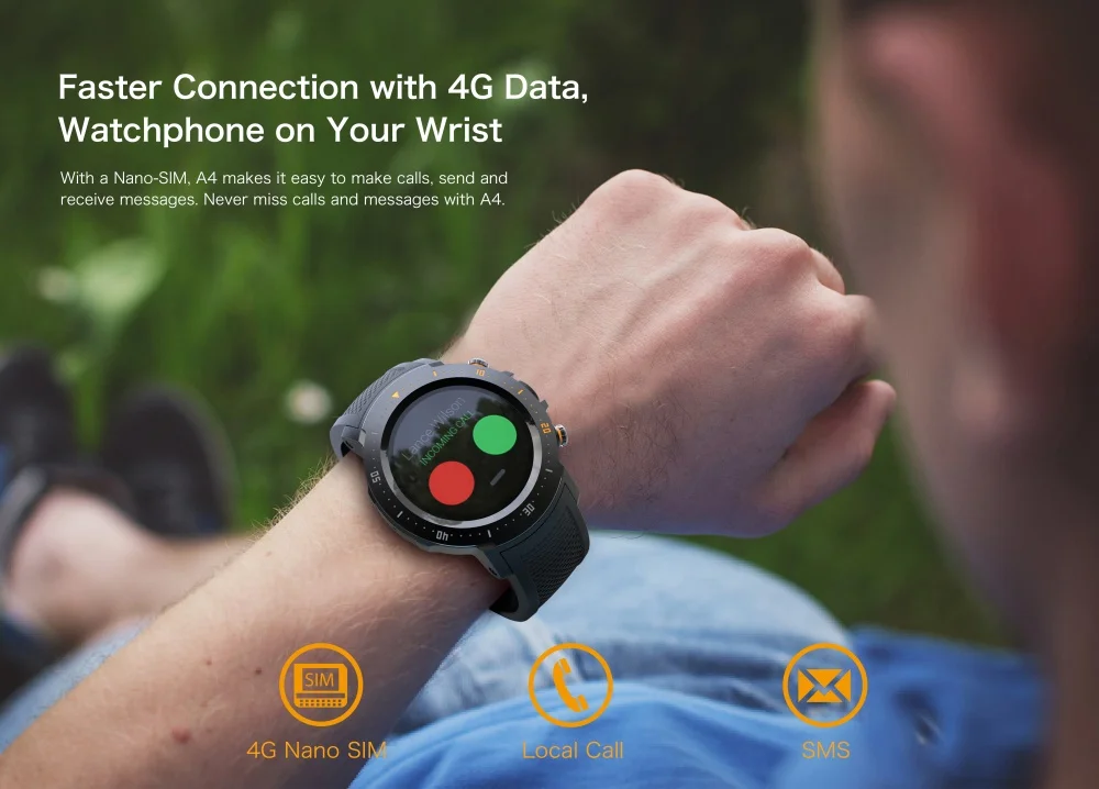 Смарт-часы A4 GPS Bluetooth Wi-Fi SmartWatch сердечного ритма с камерой IP67 водонепроницаемые часы Android 7.1MTK 6739 Smartwatch