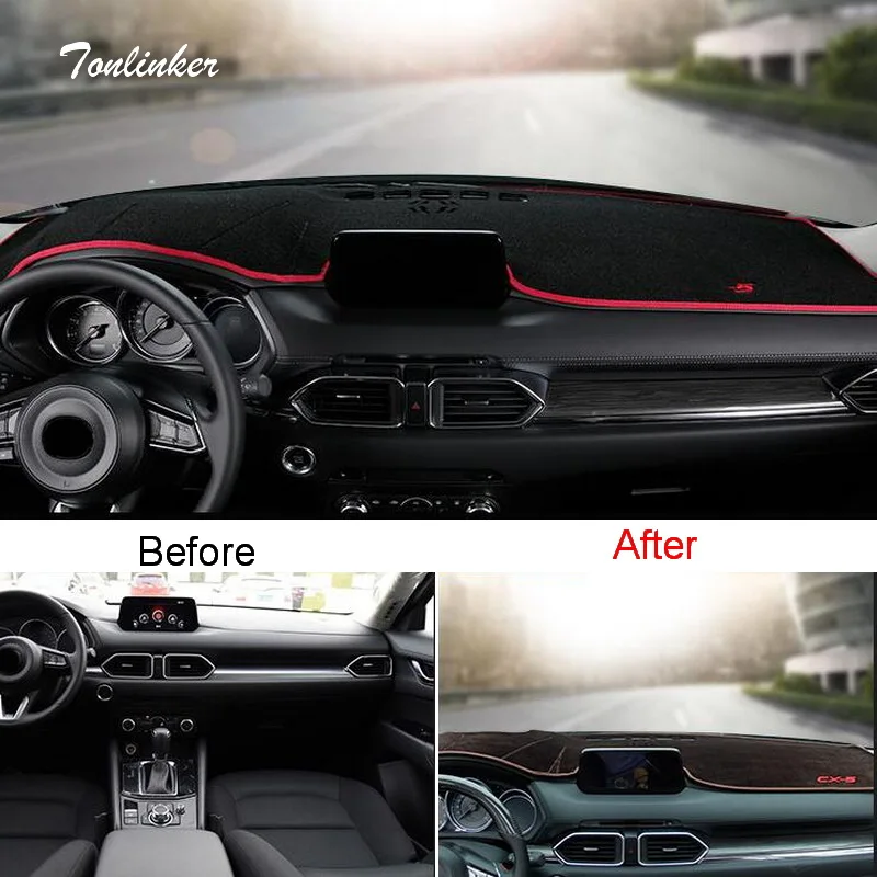 

Tonlinker Cover Case Sticker for MAZDA CX5 2017-18 Car Styling 1 Pcs Polyester Special Dashboard Shading mat Pad Cover stickers