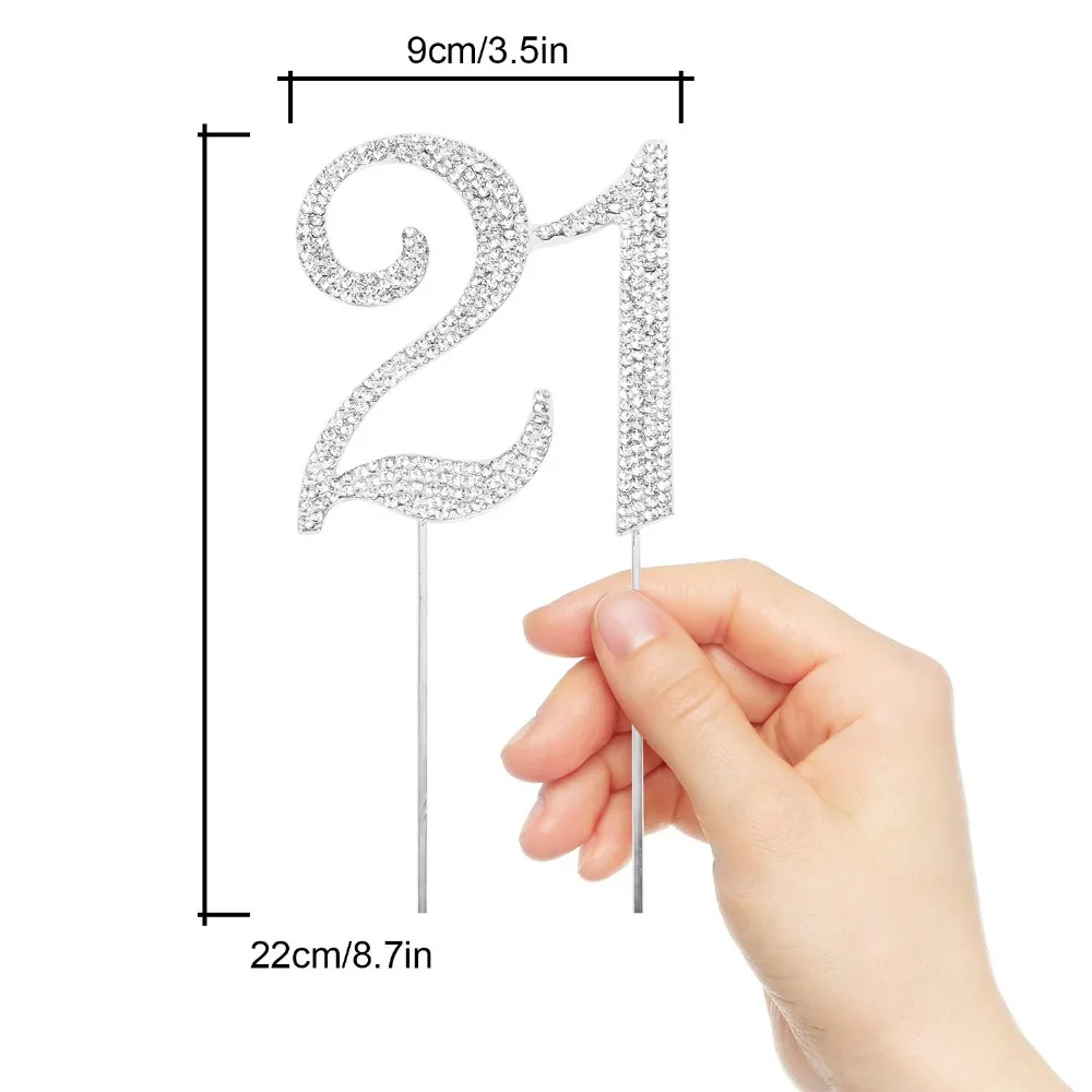 Hatcher lee Bling Crystal 21 Birthday Cake Topper - Best Keepsake  21st Party Decorations Silver (5)