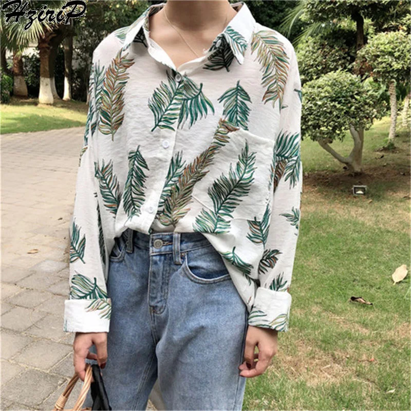 Hzirip 2018 новая рубашка с длинными рукавами модные женские отложной воротник хлопковые рубашки Для женщин топы отпуск Стиль Повседневное