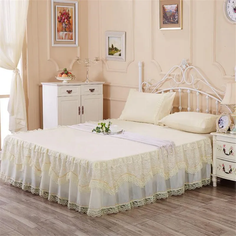 Princess lace bed skirt style lace bed cover dust protection mat Luxury