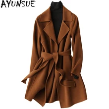 AYUNSUE зимнее пальто женское теплое шерстяное пальто женское осеннее длинное кашемировое пальто модная куртка Верхняя одежда 37033 WYQ1175