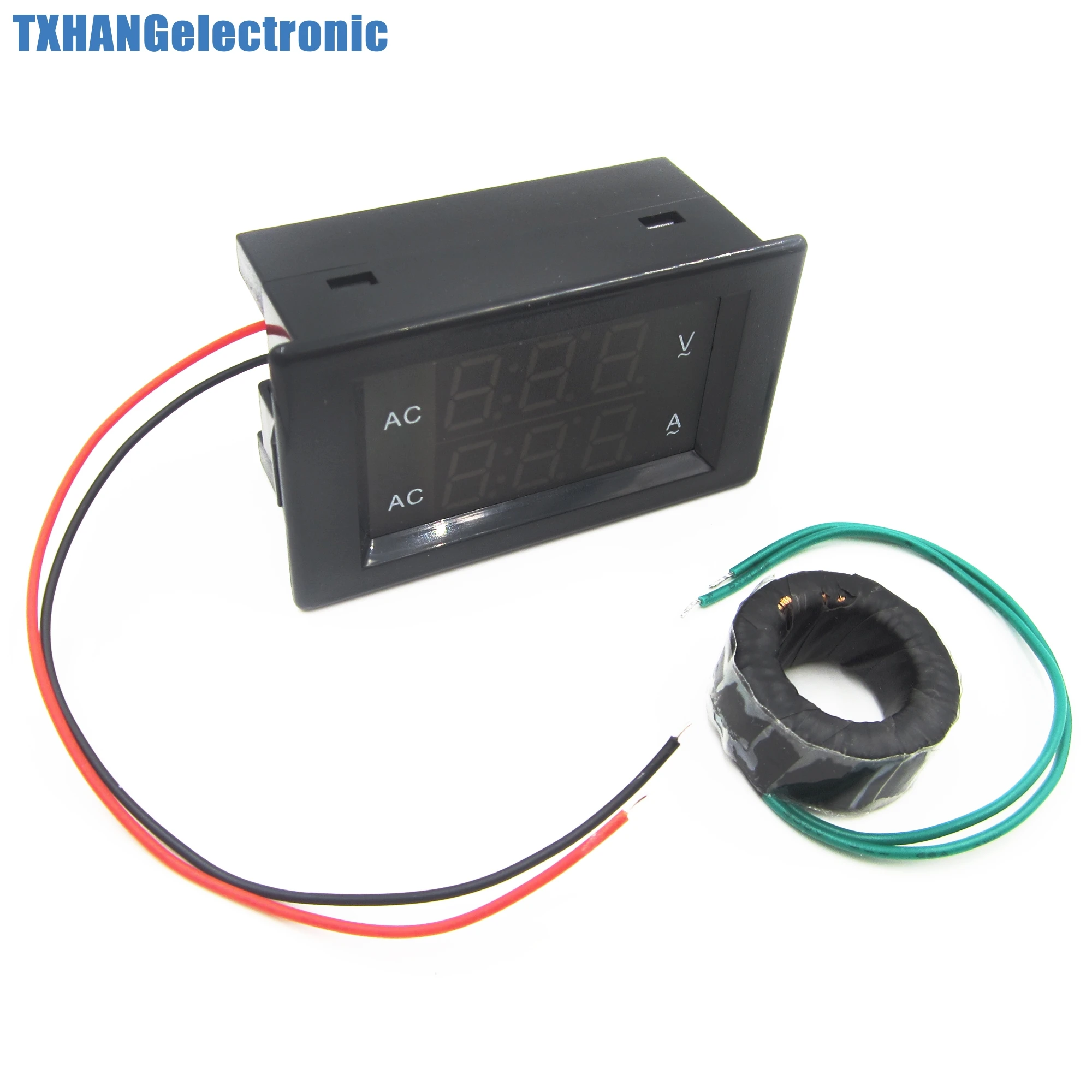 

Digital Ammeter Voltmeter LCD Panel Amp Volt Meter Gauge AC 100A 80-300V Black