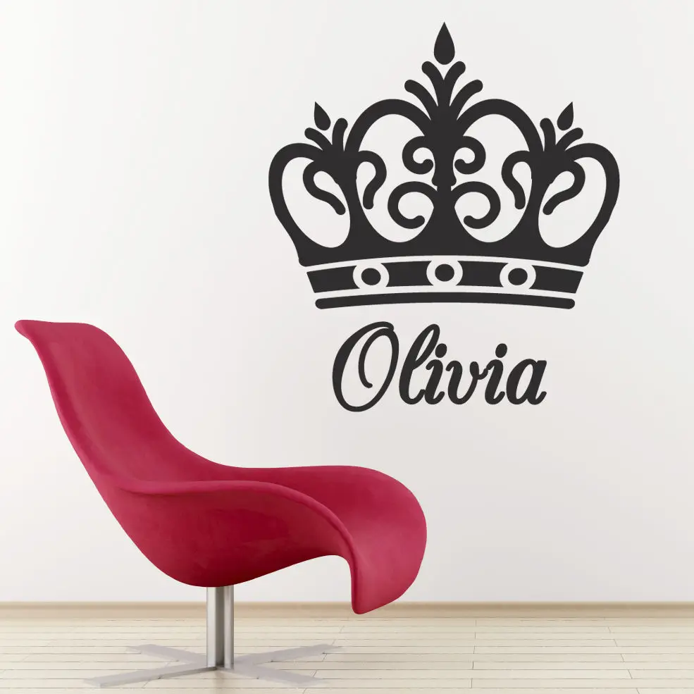 Personalizado Personalizado Nombre Corona Pared Pegatina