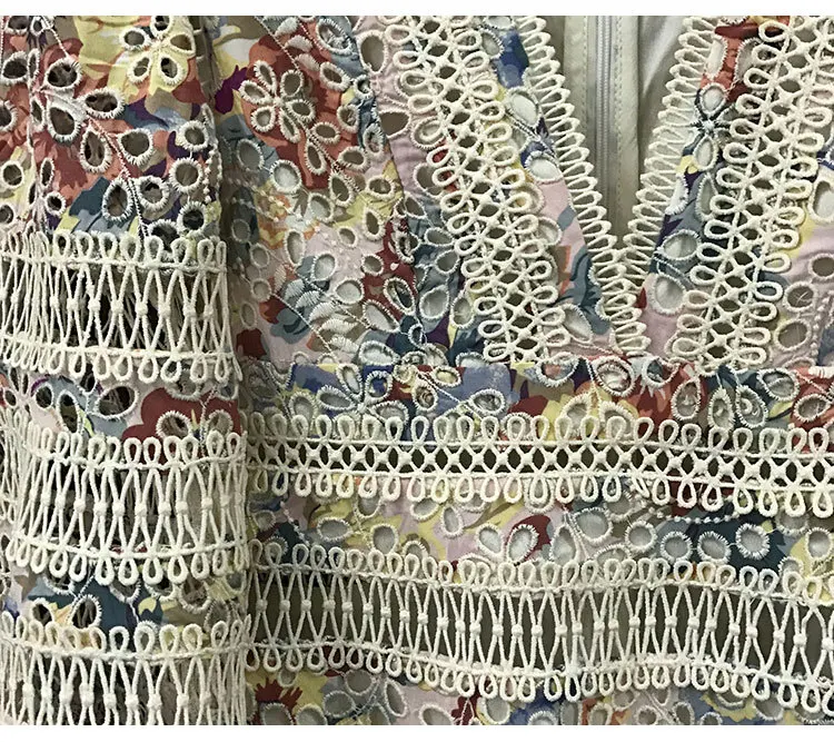 TANG New High Quality Embroidery Summer Dress 2019 Vintage Hollow Out Mini Dress Slim High Waist Flare Sleeve Dresses (4)