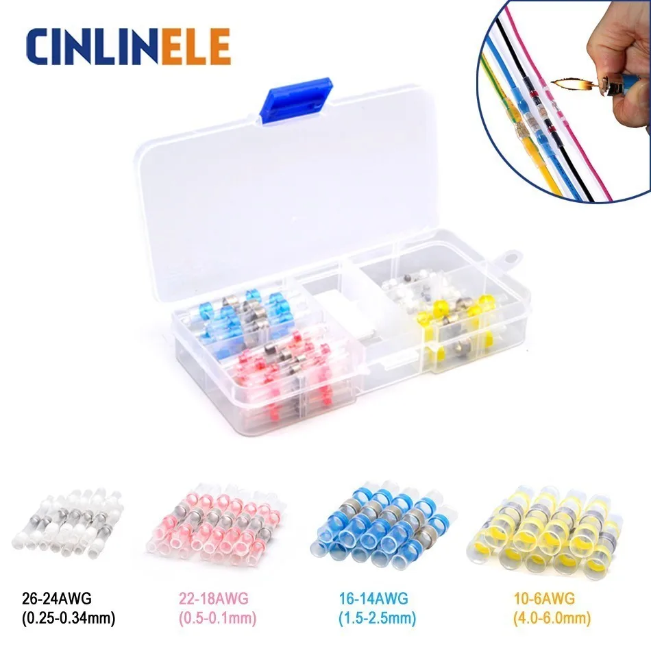 

50Pcs&100Pcs Set Heat Shrink Wire Connectors Solder Sleeves Waterproof Fast Butt Terminals Terminator Electrical Electrician SST
